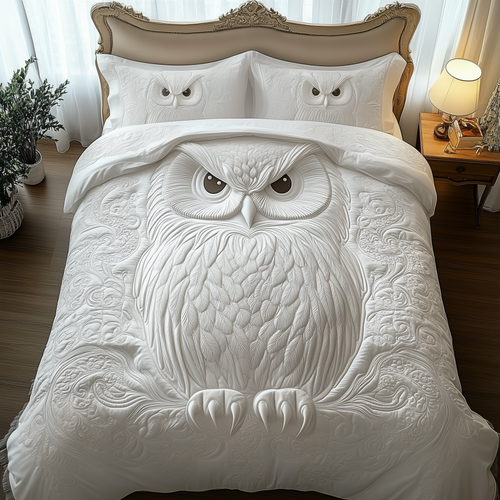 Snowy Owl 3-Piece Quilted Bedding Set GFTOTP1409