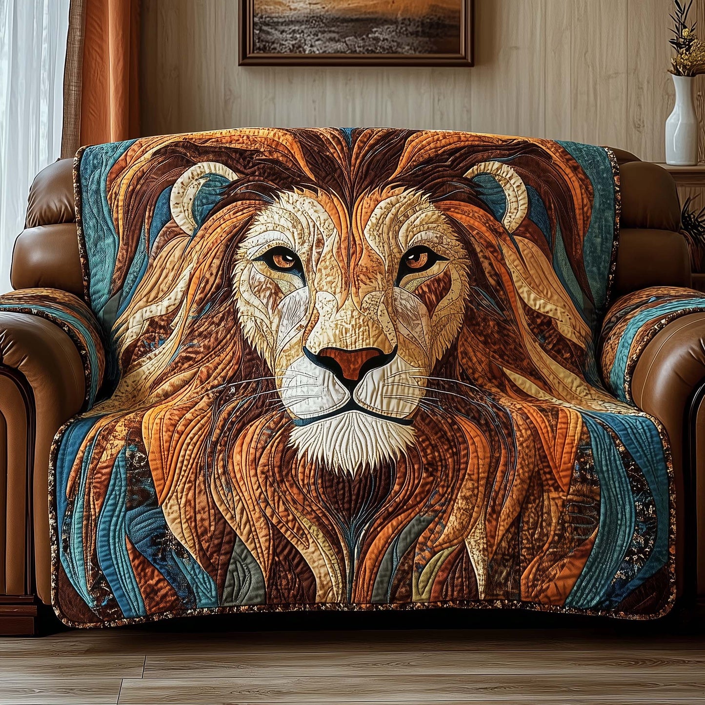 Majestic Lion Quilted Sofa Cover GFTOTP14103