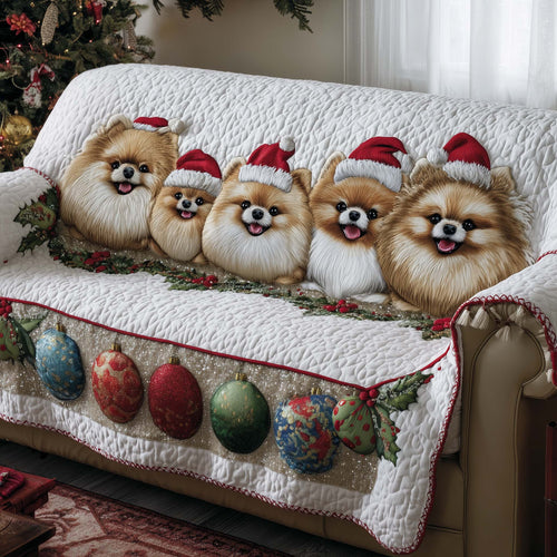 Jolly Pomeranian Quilted Sofa Cover GFTOTP14155