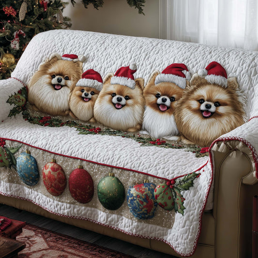 Jolly Pomeranian Quilted Sofa Cover GFTOTP14155
