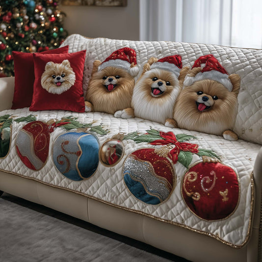 Jolly Pomeranian Quilted Sofa Cover GFTOTP14156