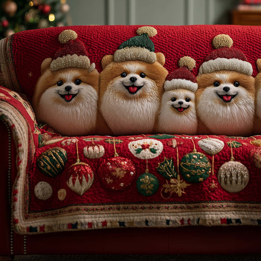 Jolly Pomeranian Quilted Sofa Cover GFTOTP14157