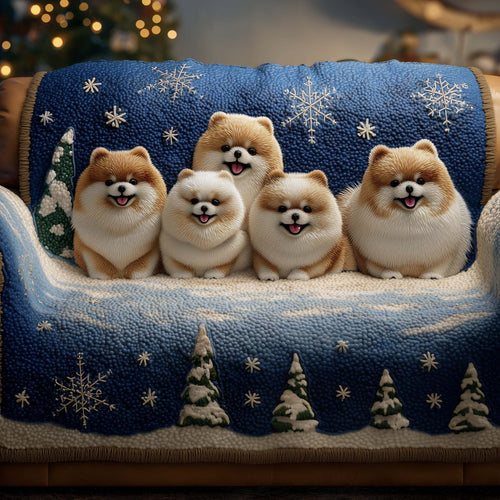 Jolly Pomeranian Quilted Sofa Cover GFTOTP14158