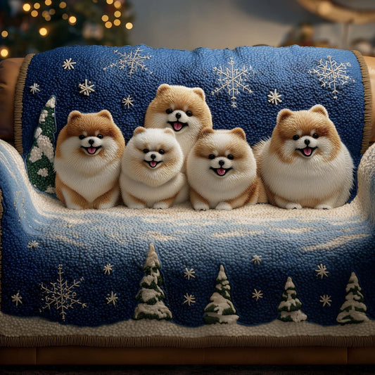 Jolly Pomeranian Quilted Sofa Cover GFTOTP14158