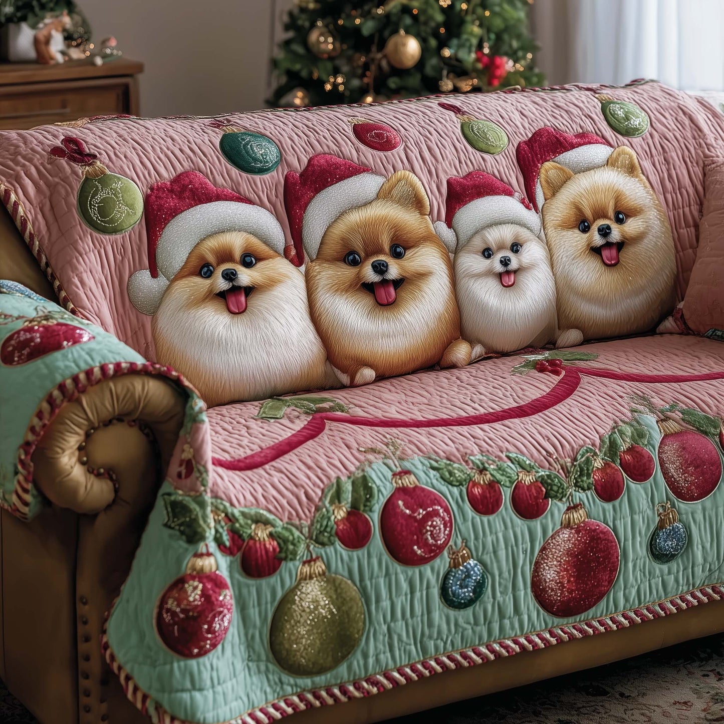 Jolly Pomeranian Quilted Sofa Cover GFTOTP14159