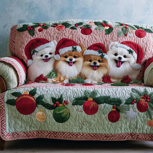 Jolly Pomeranian Quilted Sofa Cover GFTOTP14160