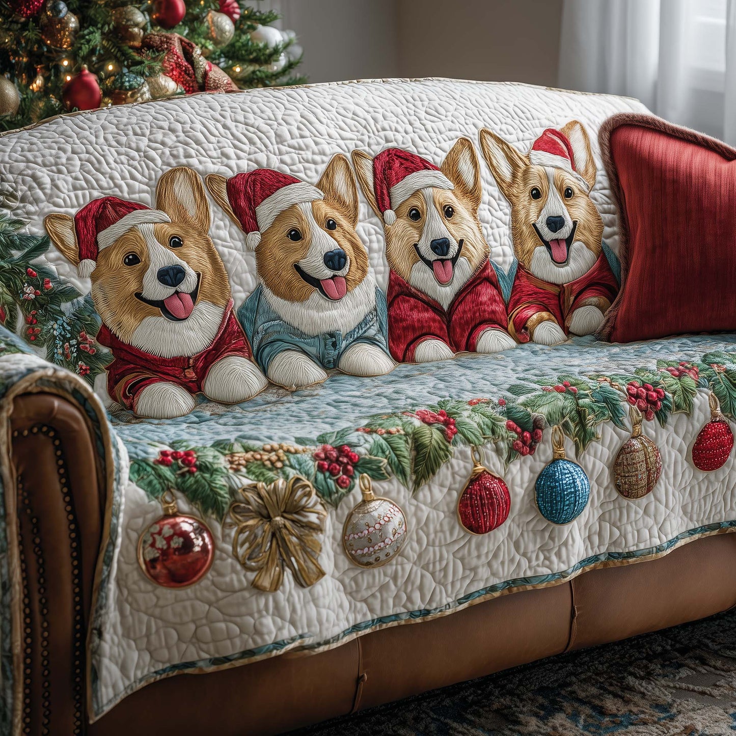 Jolly Corgi Quilted Sofa Cover GFTOTP14161