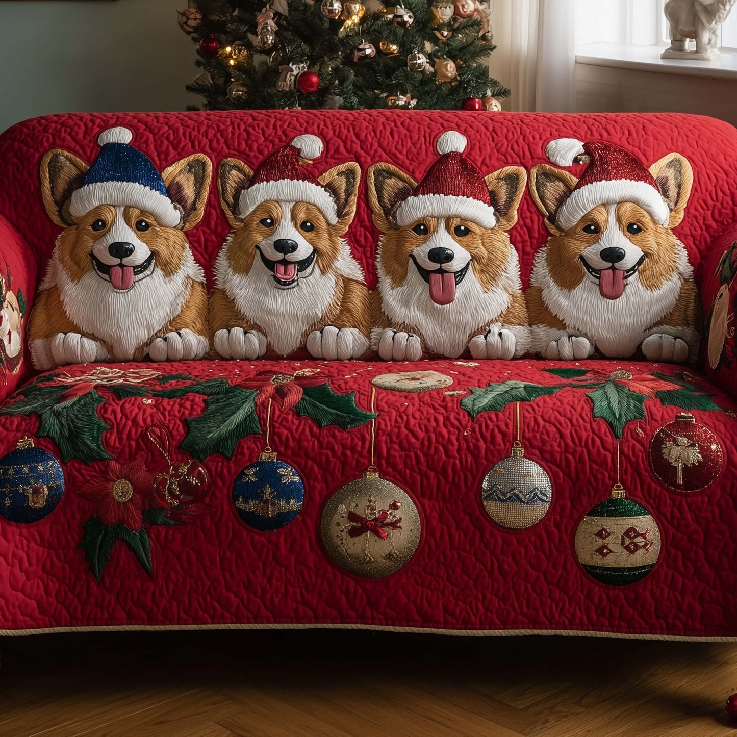 Jolly Corgi Quilted Sofa Cover GFTOTP14162