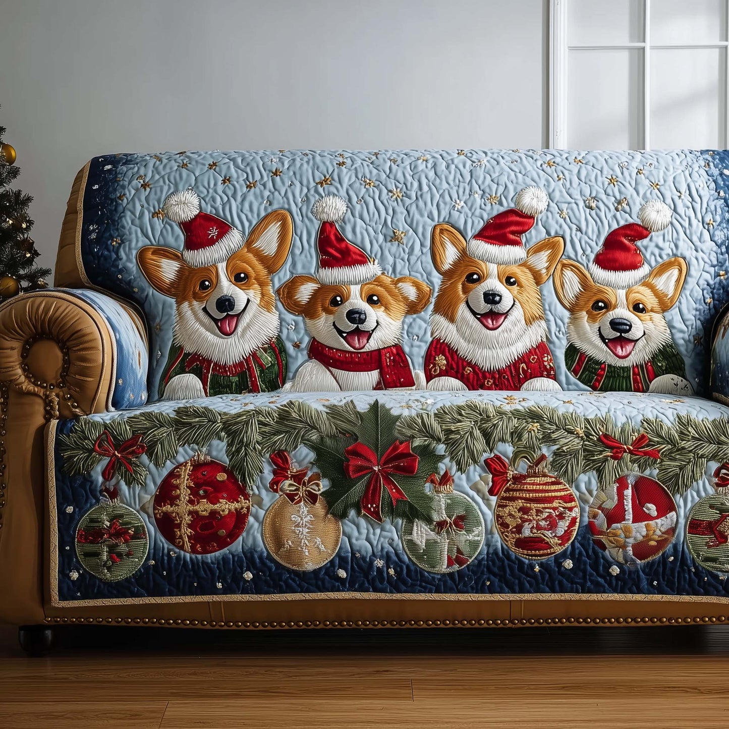 Jolly Corgi Quilted Sofa Cover GFTOTP14165