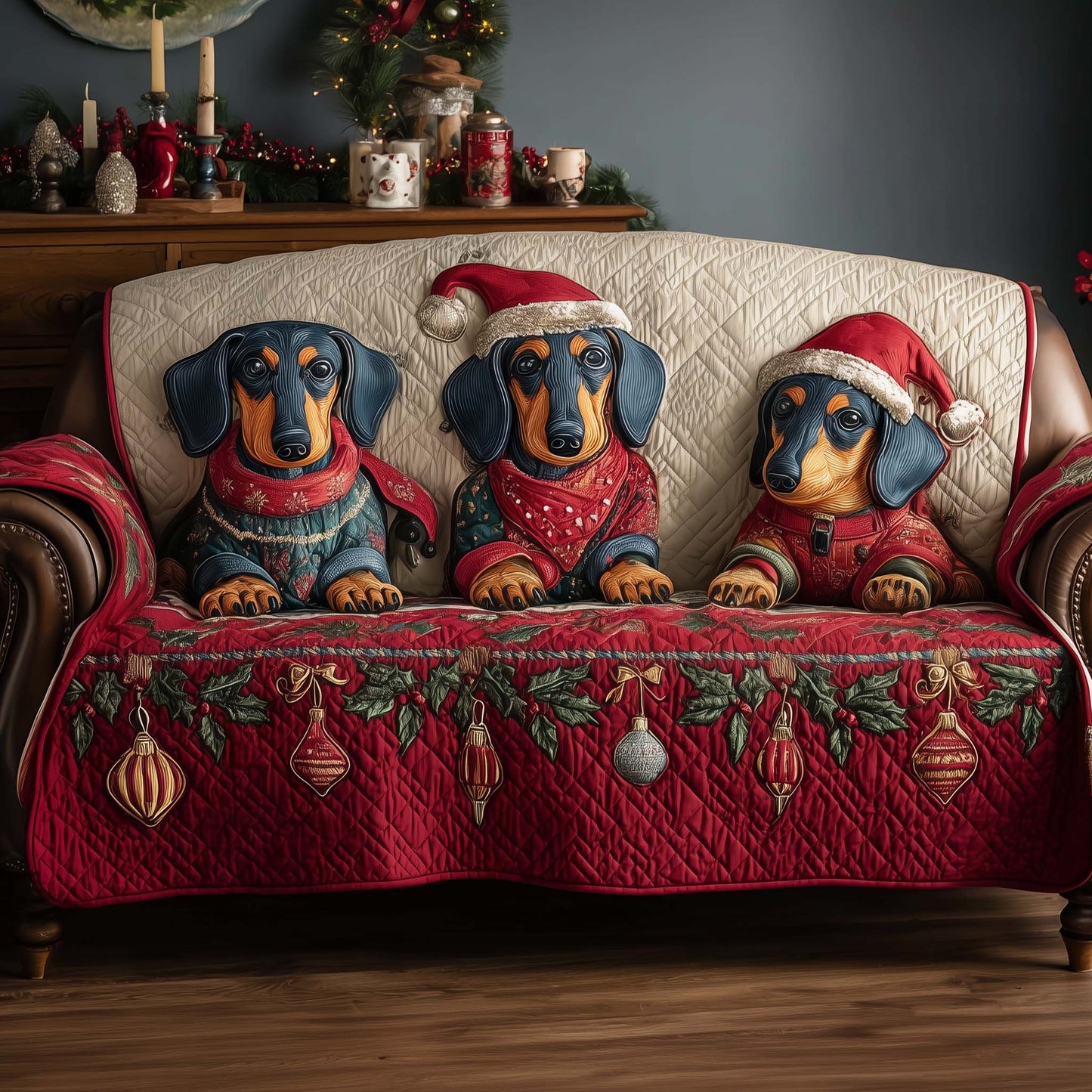 Jolly Dachshund Quilted Sofa Cover GFTOTP14169