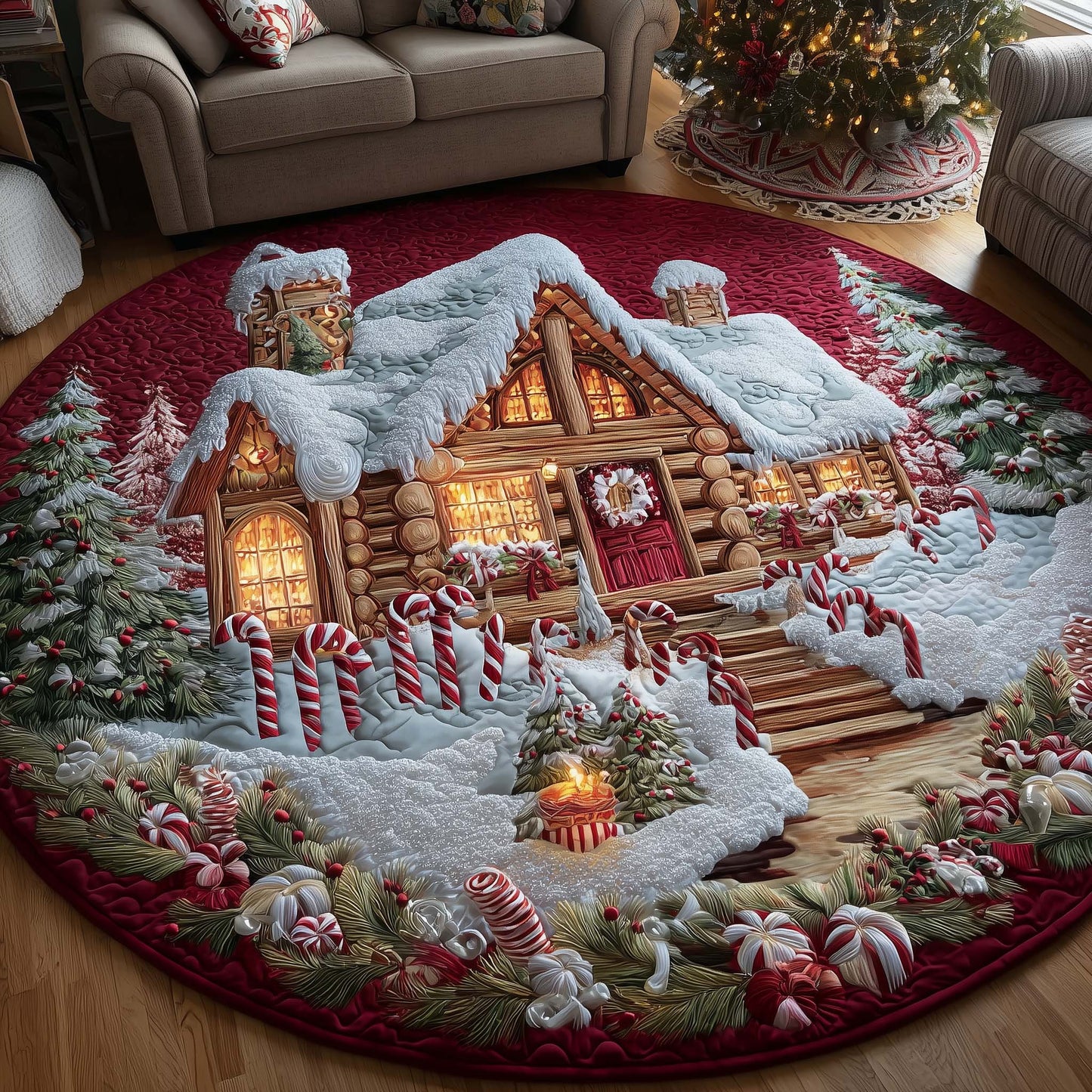 Christmas Wonderland Quilted Round Mat GFTOTP14213