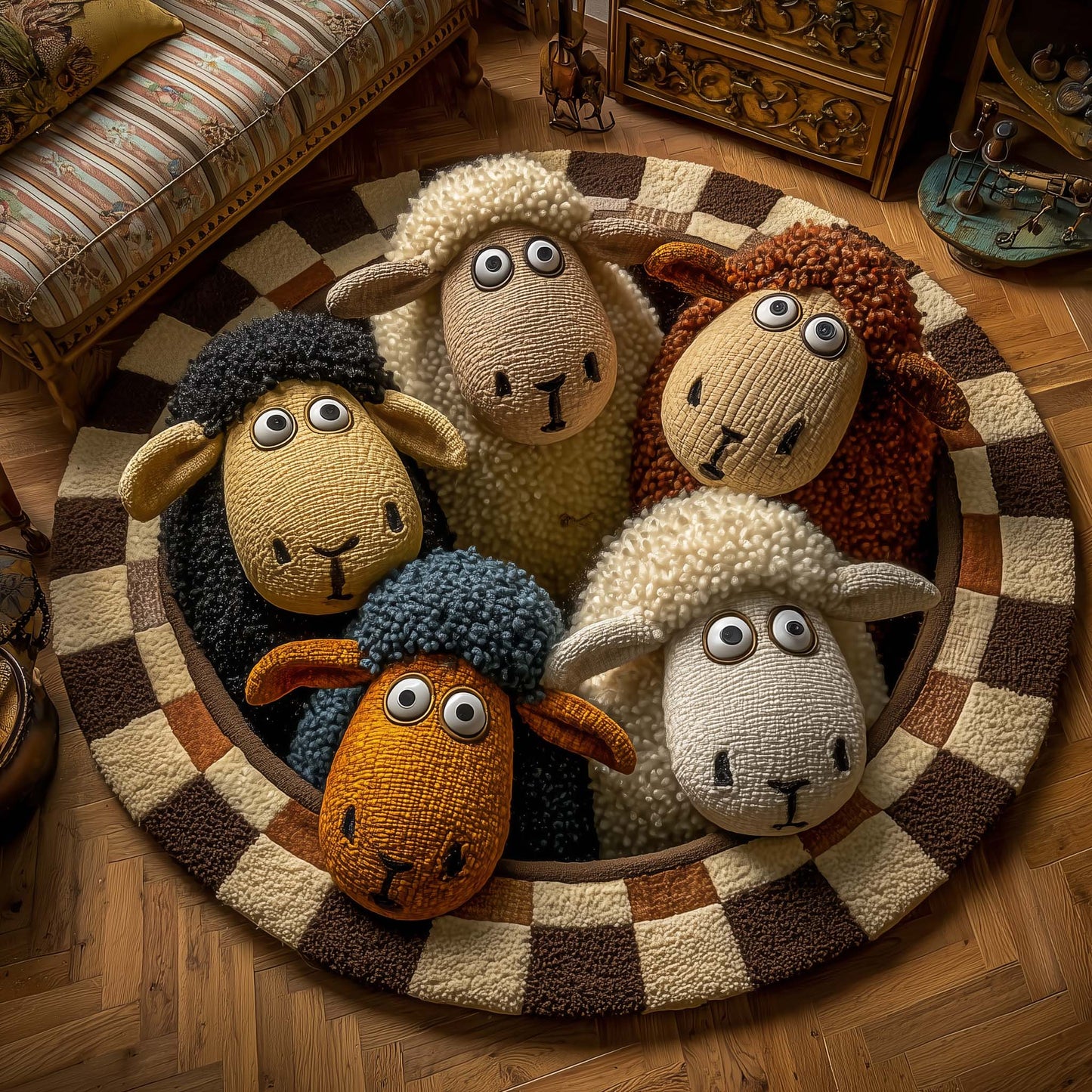 Woolly Meadow Quilted Round Mat GFTOTP14290