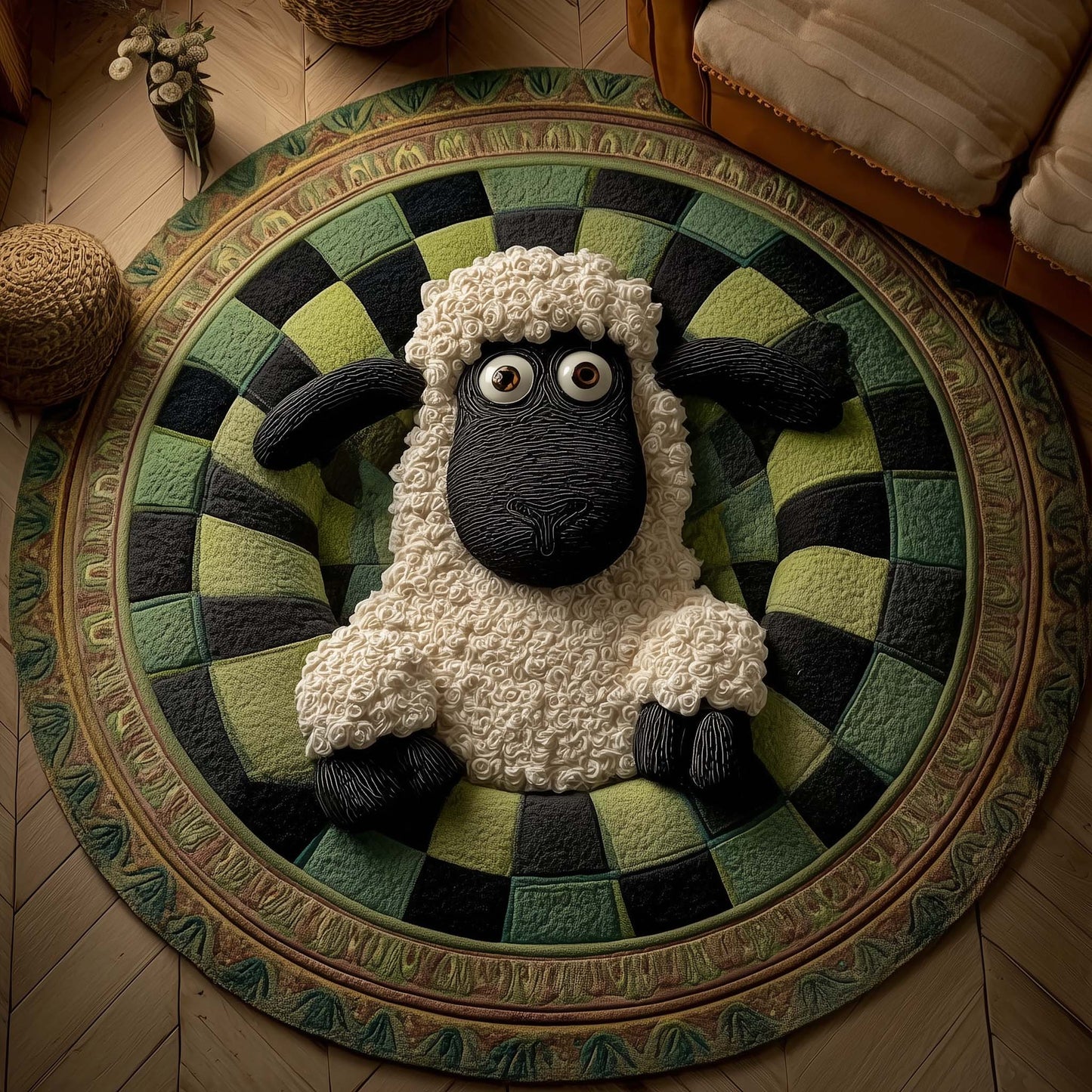 Woolly Meadow Quilted Round Mat GFTOTP14294