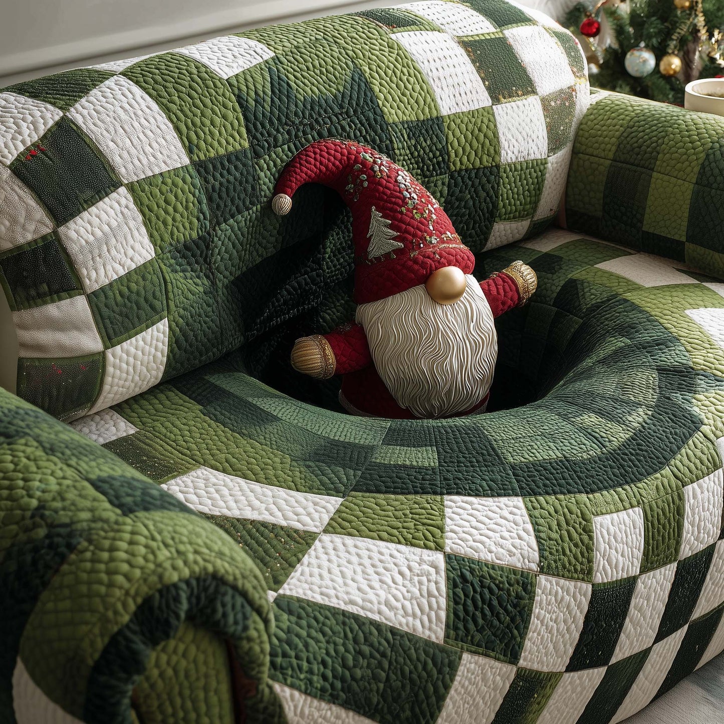 Holly Jolly Quilted Sofa Cover GFTOTP14348