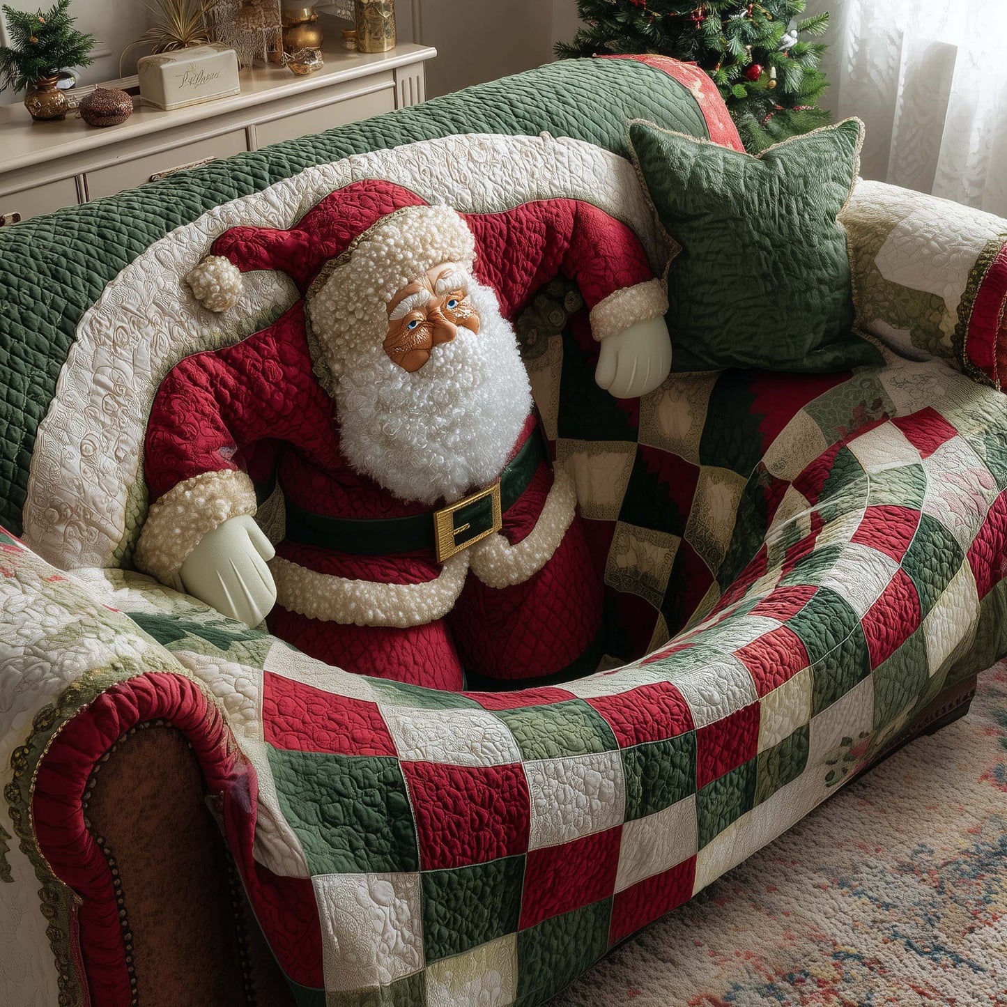 Holly Jolly Quilted Sofa Cover GFTOTP14354