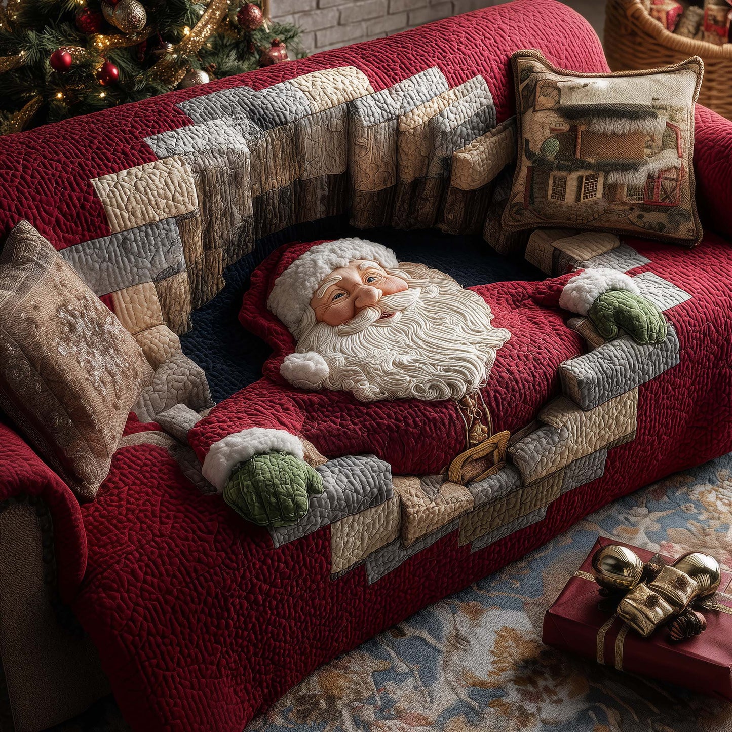 Holly Jolly Quilted Sofa Cover GFTOTP14355