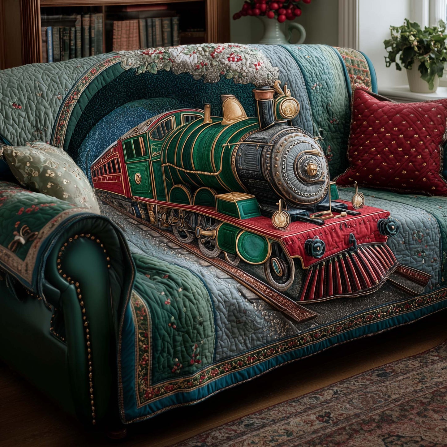 Yuletide Express Quilted Sofa Cover GFTOTP14370