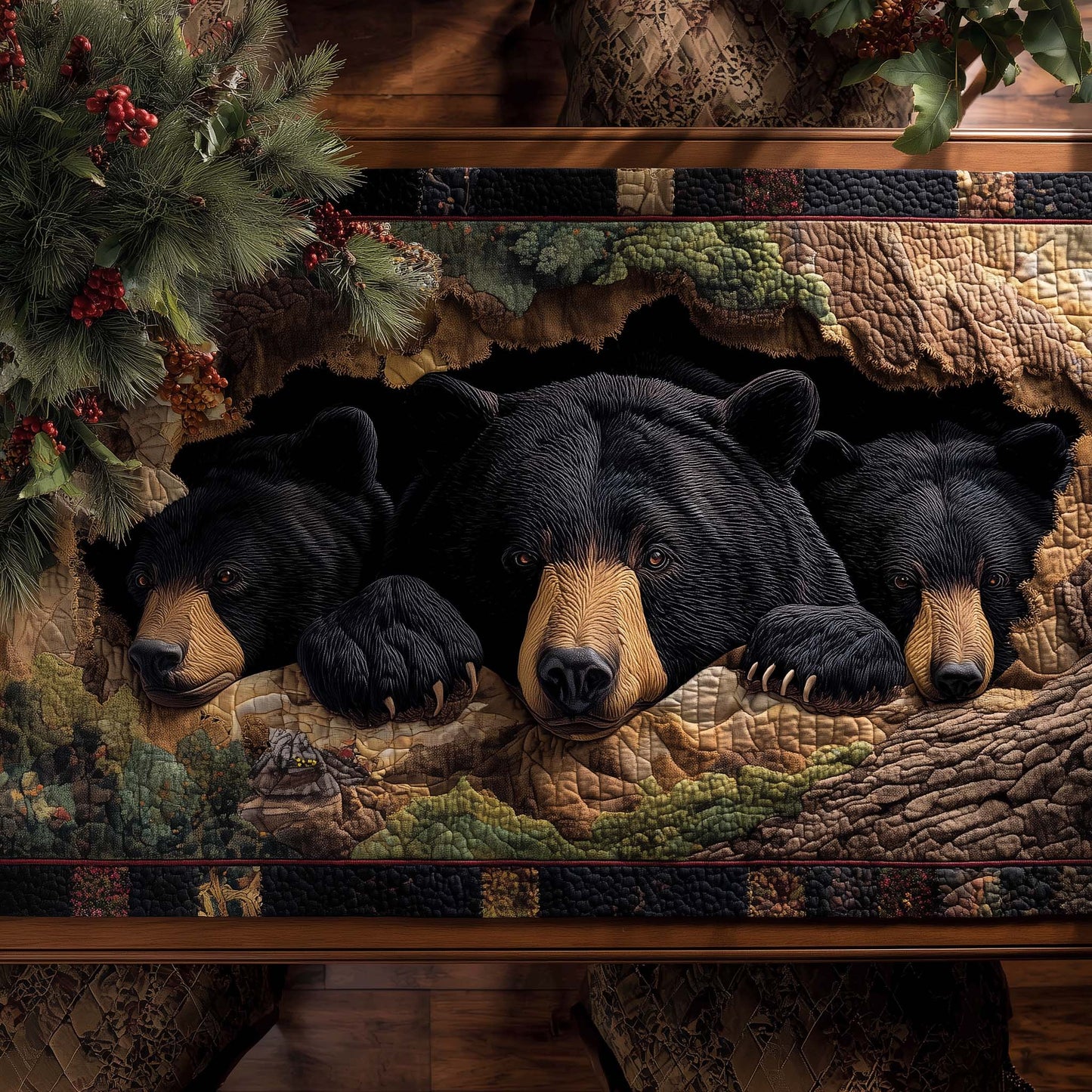 Bear Forest Spirit Quilted Table Runner GFTOTP14423