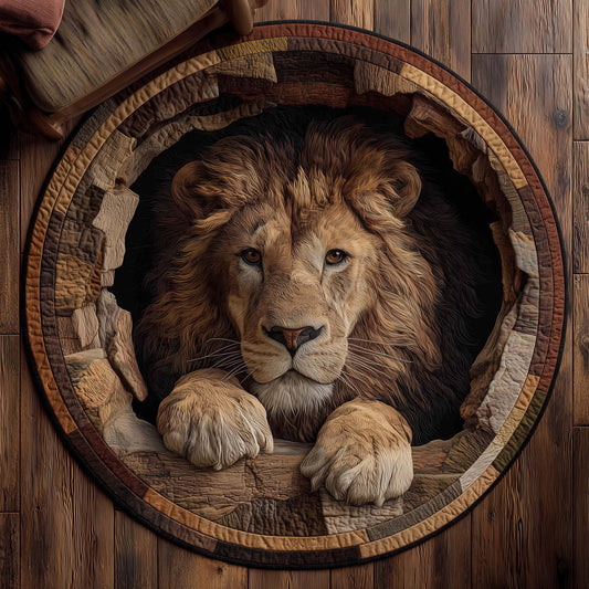 Majestic Lion Quilted Round Mat GFTOTP14459