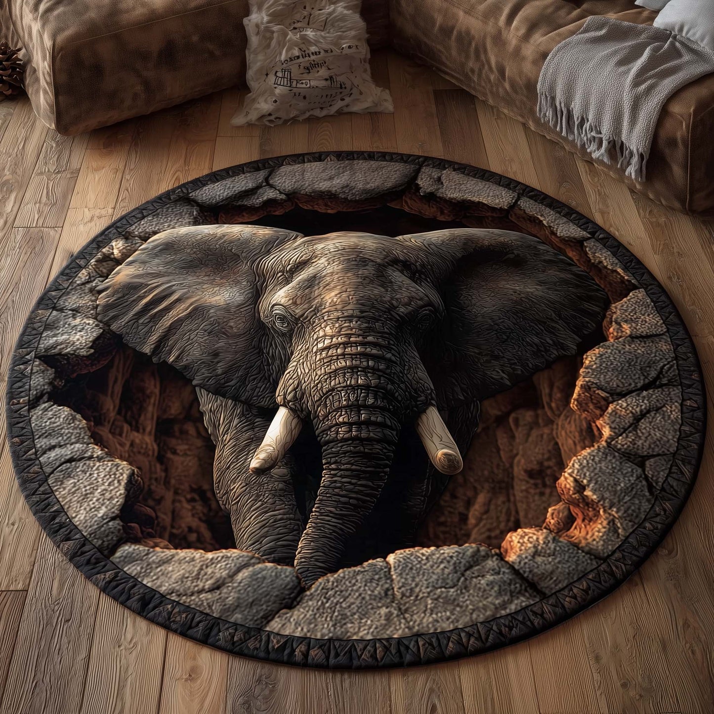 Elephant Majesty Quilted Round Mat GFTOTP14506