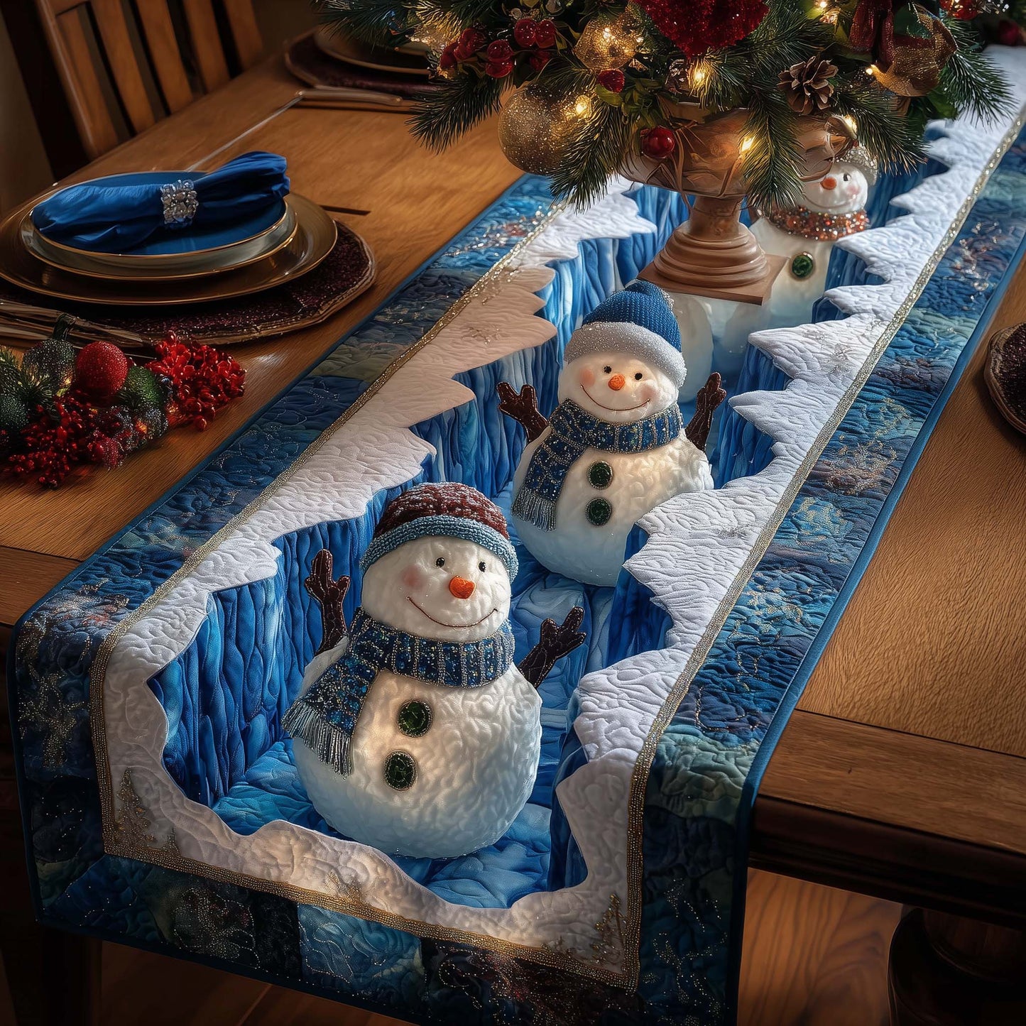 Jolly Snowmen Quilted Table Runner GFTOTP14537