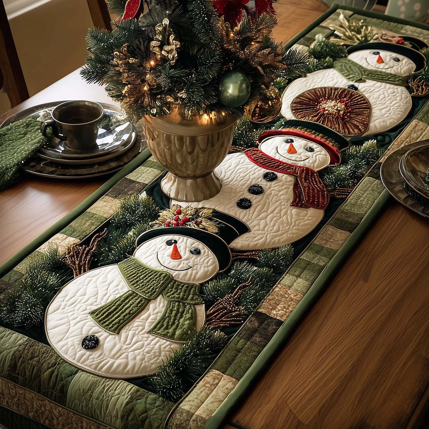 Jolly Snowmen Quilted Table Runner GFTOTP14540