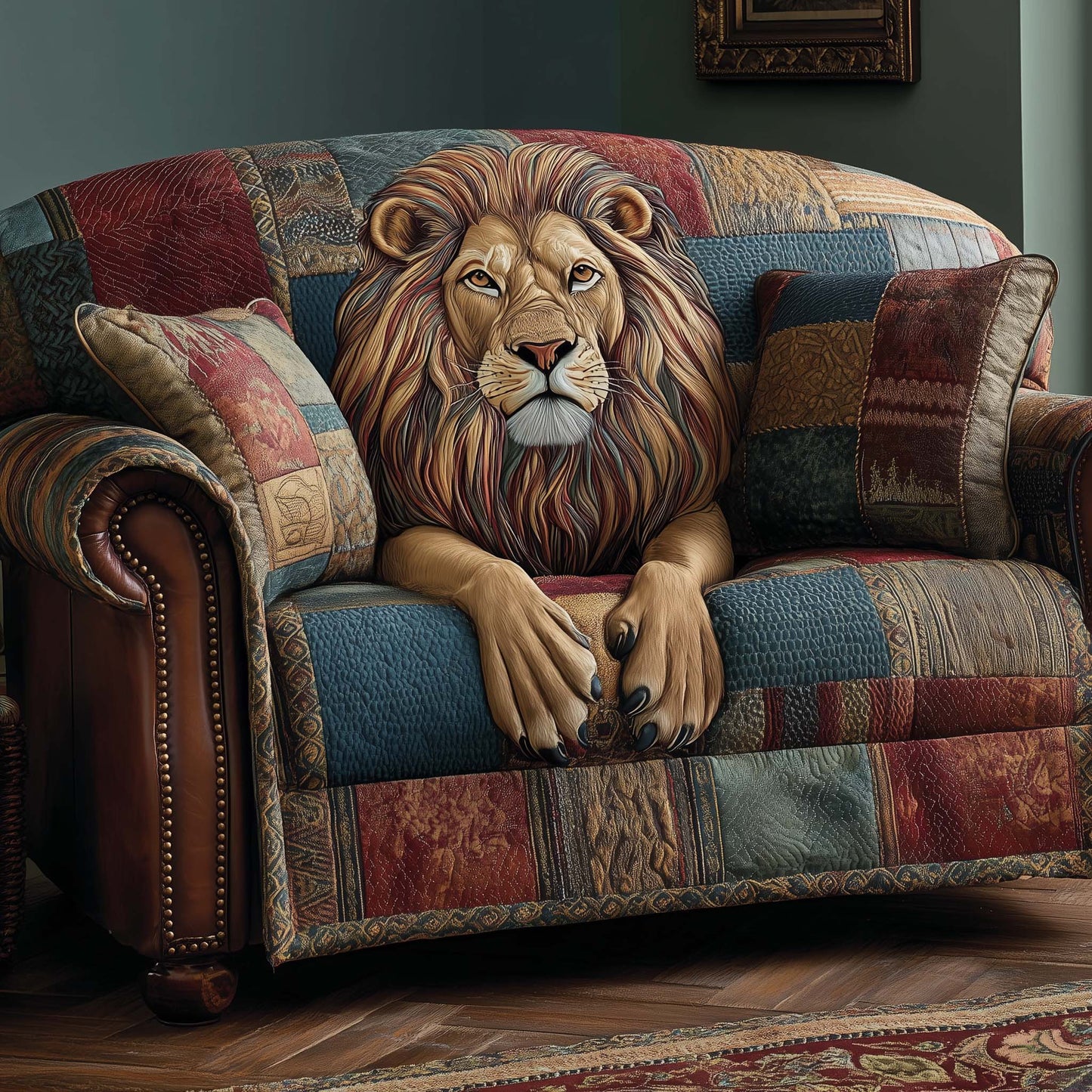 Majestic Lion Quilted Sofa Cover GFTOTP14557