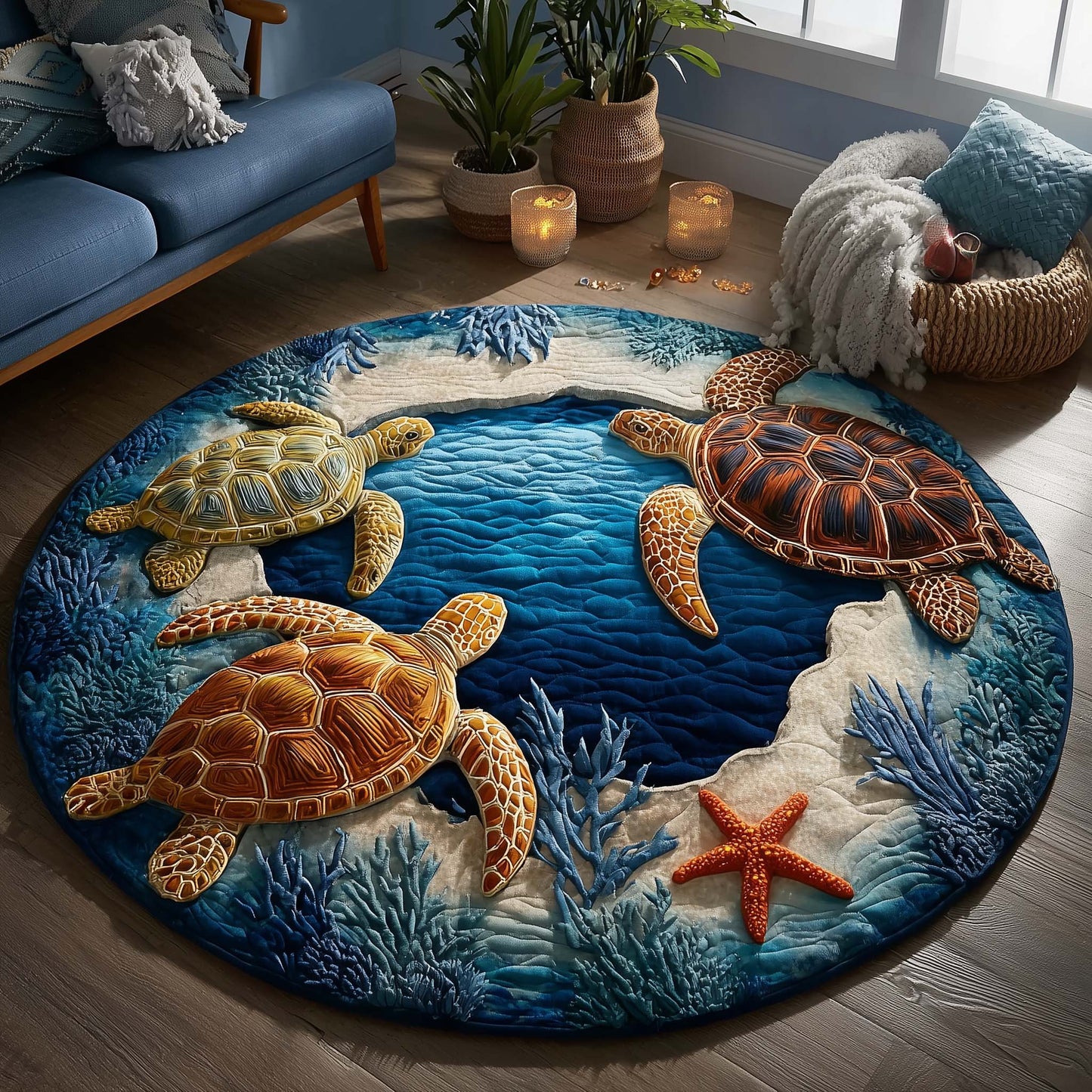Turtle Charm Quilted Round Mat GFTOTP14567