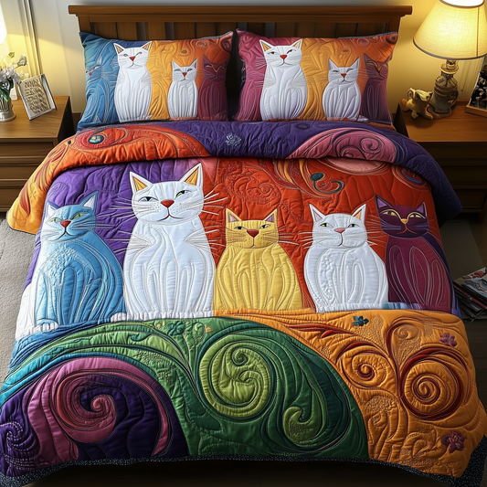 Whimsical Cat 3-Piece Quilted Bedding Set GFTOTP1458