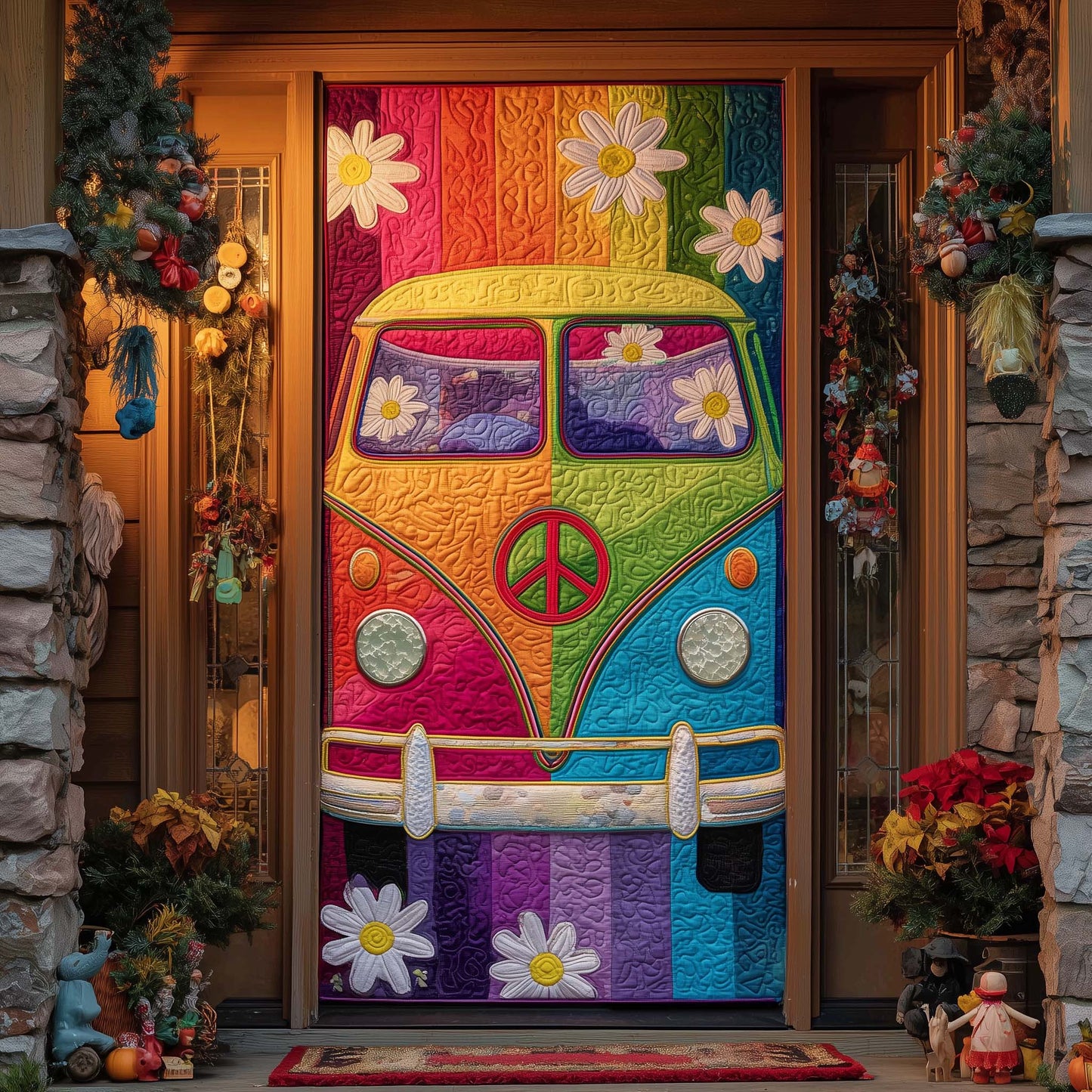 Hippie Van Quilted Door Cover GFTOTP14623