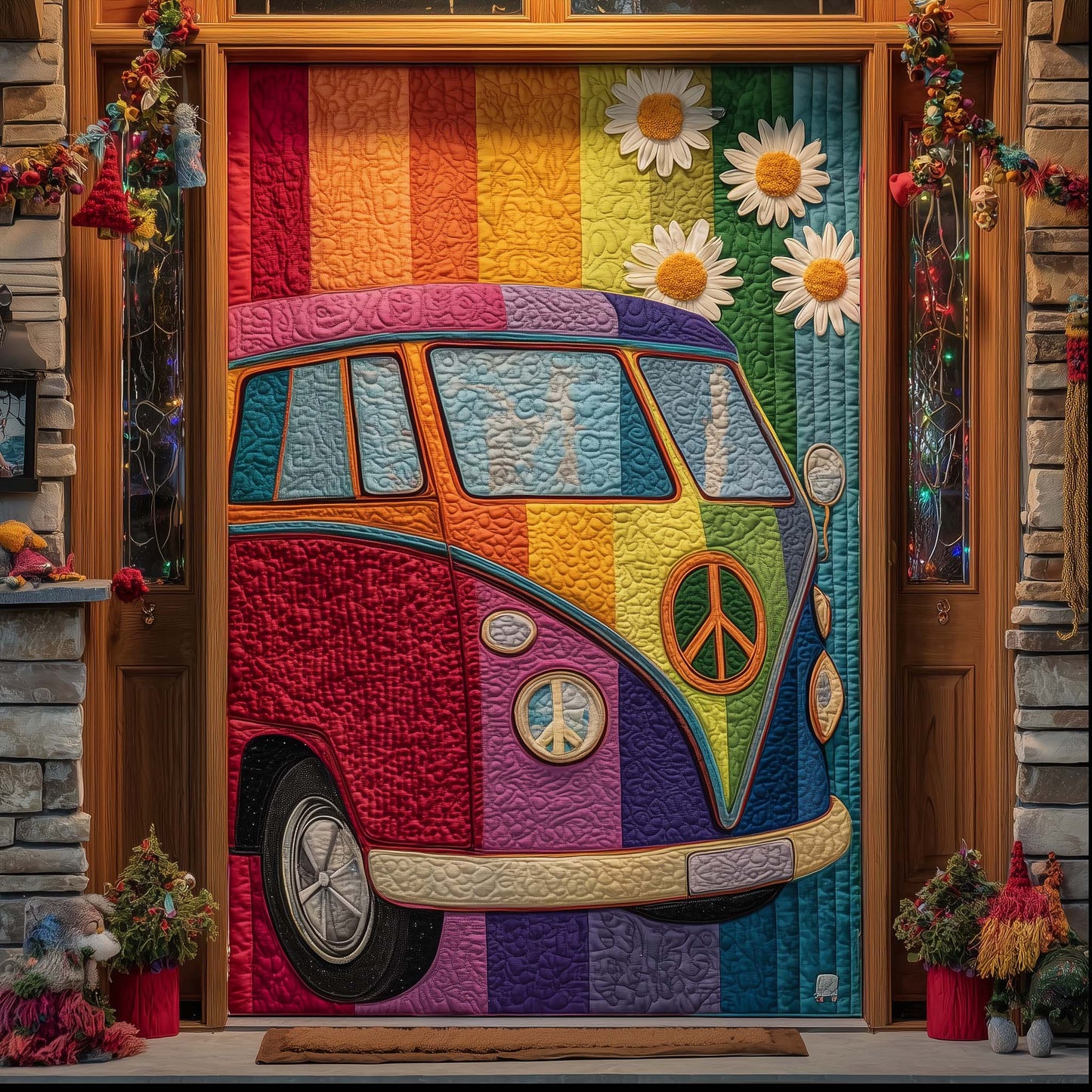 Hippie Van Quilted Door Cover GFTOTP14625
