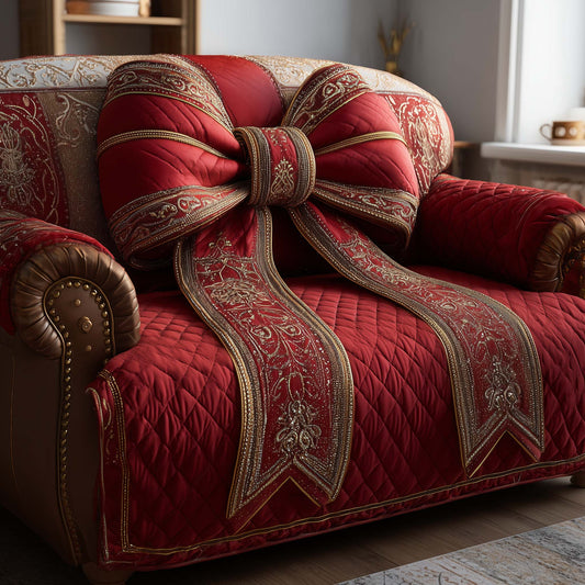 Holiday Ribbon Quilted Sofa Cover GFTOTP14626