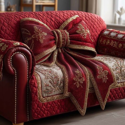 Holiday Ribbon Quilted Sofa Cover GFTOTP14627