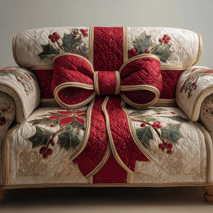 Holiday Ribbon Quilted Sofa Cover GFTOTP14629