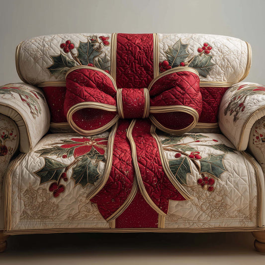 Holiday Ribbon Quilted Sofa Cover GFTOTP14629