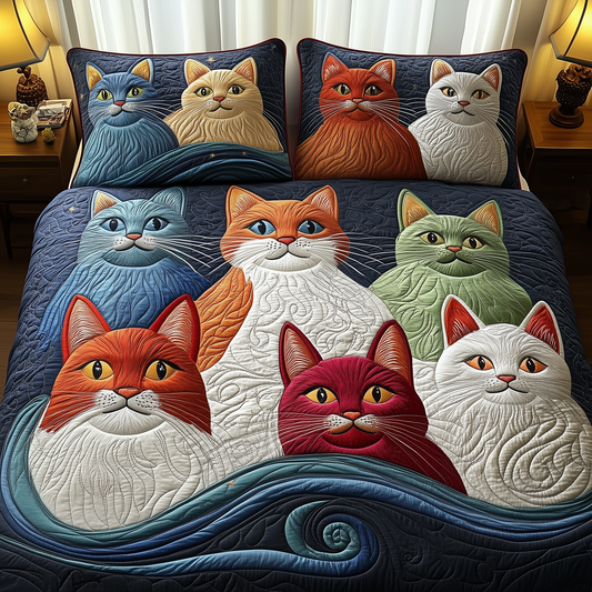 Whimsical Cat 3-Piece Quilted Bedding Set GFTOTP1462