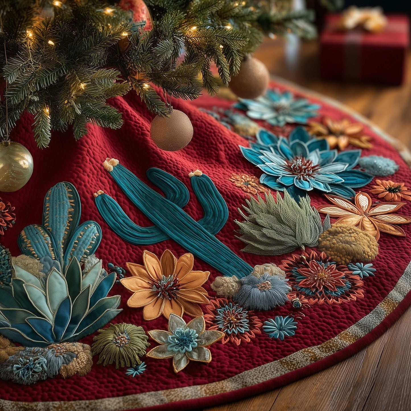 Cactus Holiday Quilted Tree Skirt GFTOTP14673