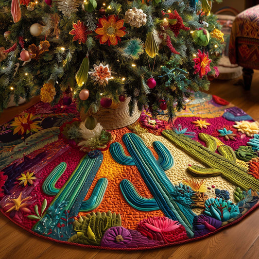 Cactus Holiday Quilted Tree Skirt GFTOTP14678