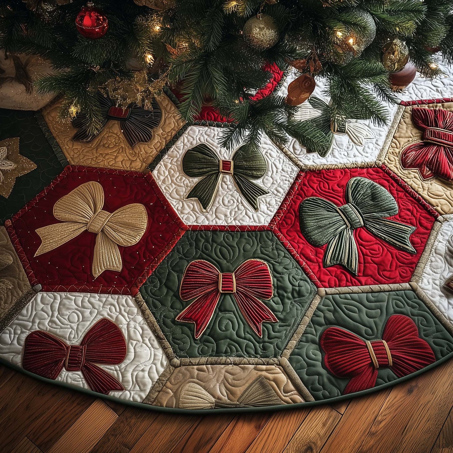 Holiday Patchwork Charm Quilted Tree Skirt GFTOTP14692
