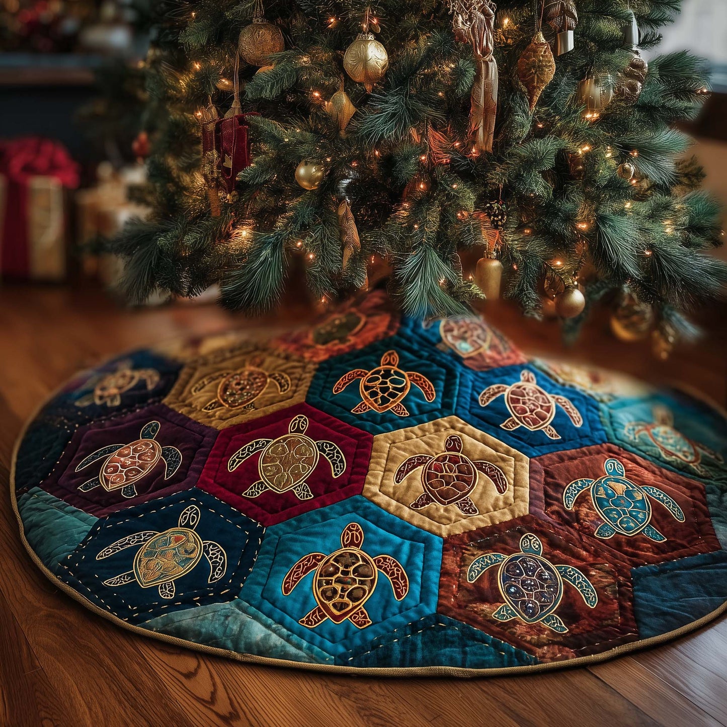 Turtle Trails Quilted Tree Skirt GFTOTP14702