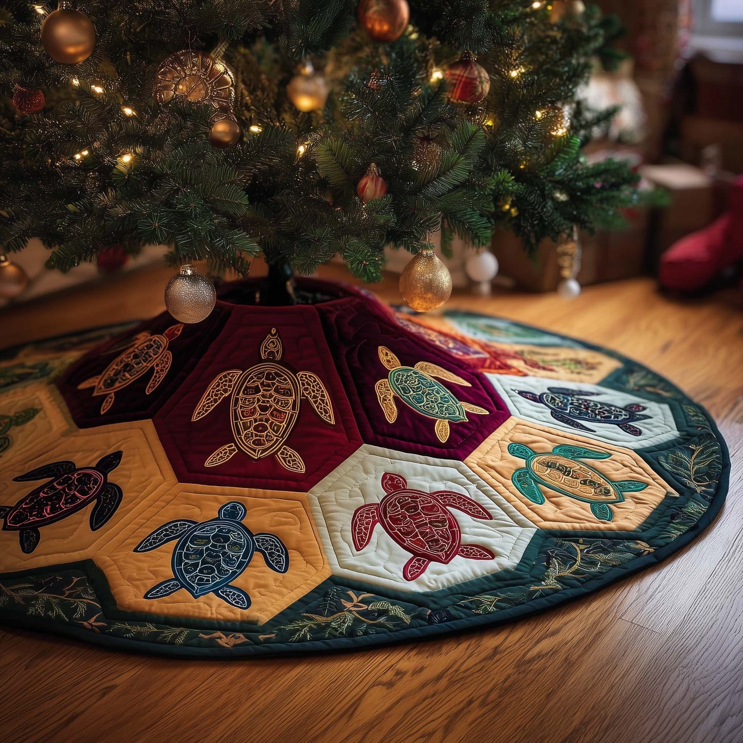 Turtle Trails Quilted Tree Skirt GFTOTP14703