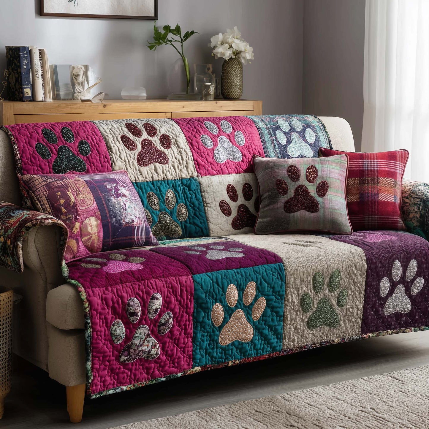 Happy Paw Parade Quilted Sofa Cover GFTOTP14762