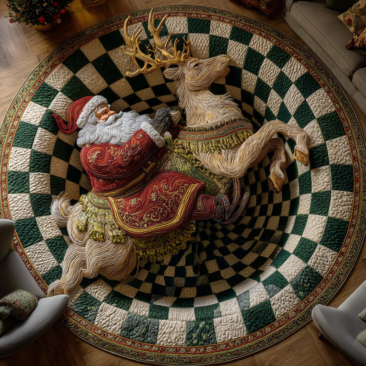 Santa Deer Quilted Round Mat GFTOTP14845