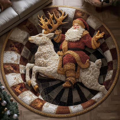 Santa Deer Quilted Round Mat GFTOTP14846
