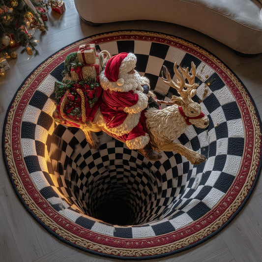 Santa Deer Quilted Round Mat GFTOTP14854