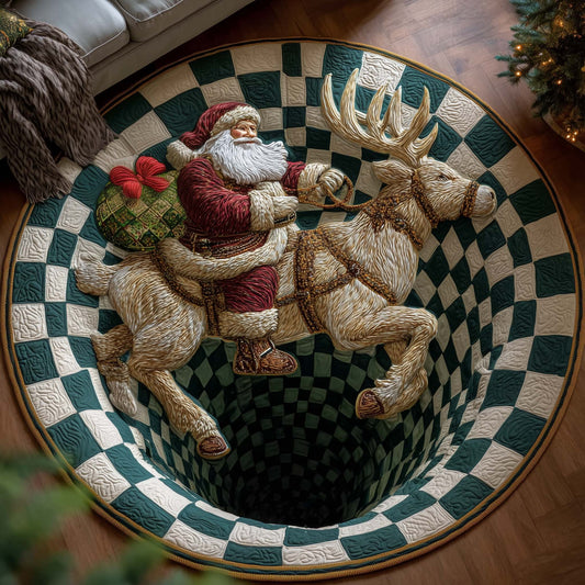 Santa Deer Quilted Round Mat GFTOTP14855