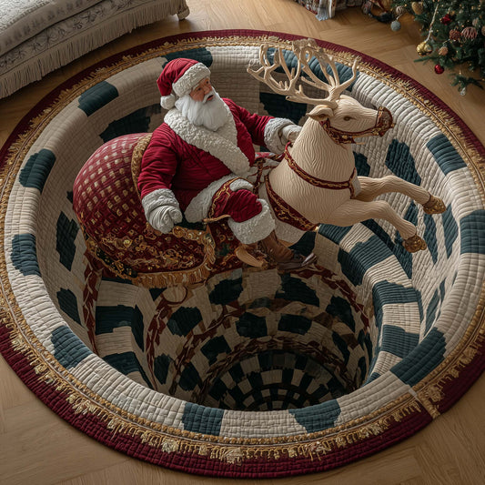 Santa Deer Quilted Round Mat GFTOTP14858