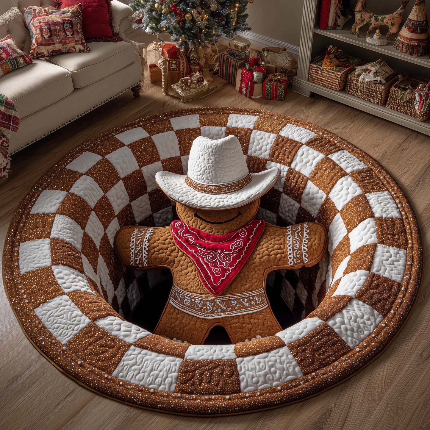 Howdy Christmas Quilted Round Mat GFTOTP14894