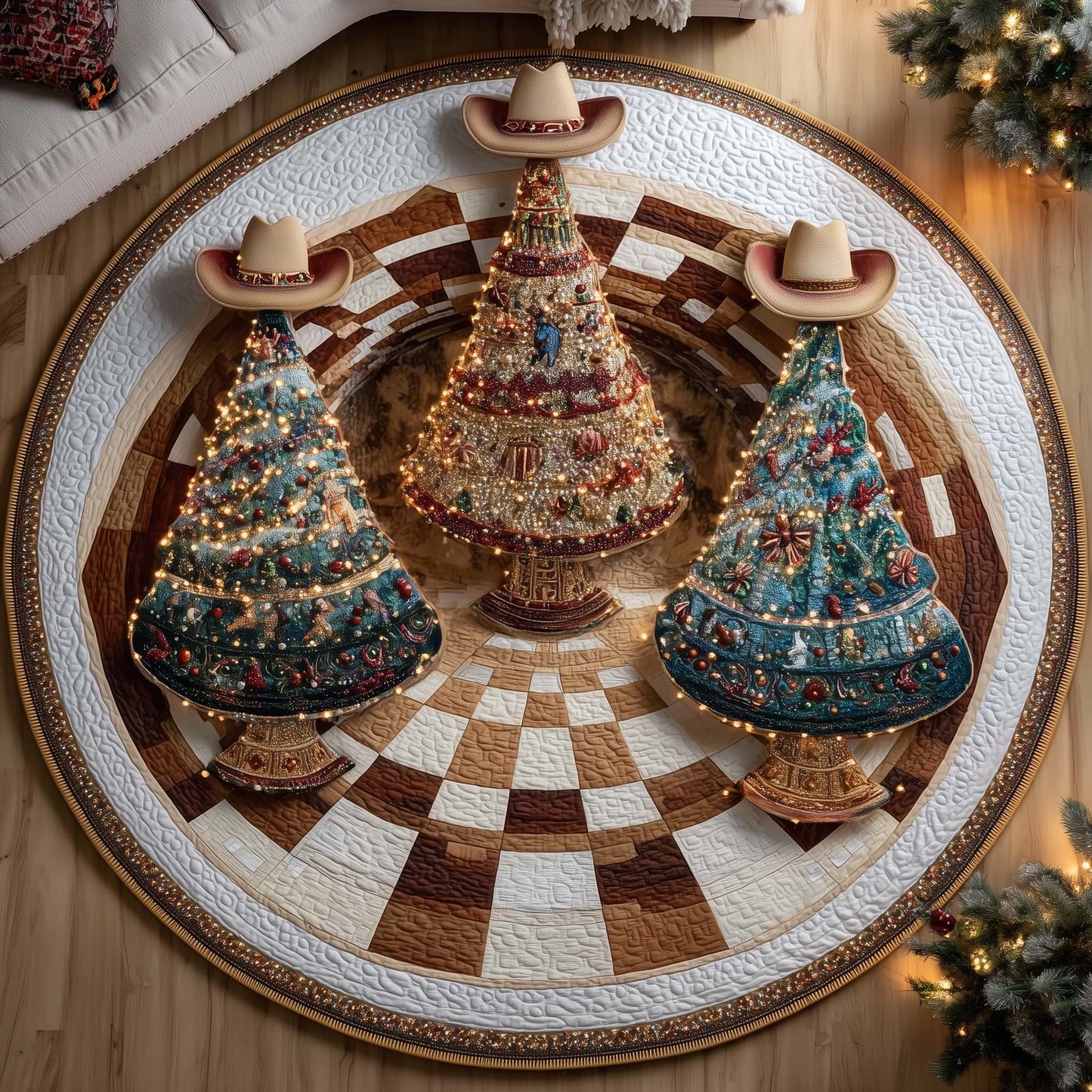 Howdy Christmas Quilted Round Mat GFTOTP14899