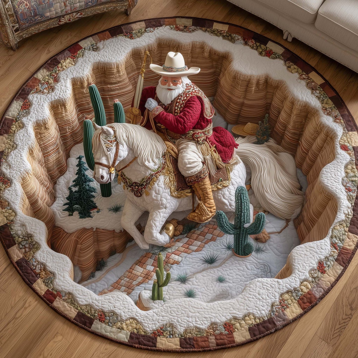 Howdy Christmas Quilted Round Mat GFTOTP14908